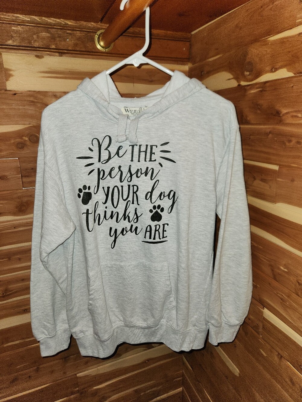 Wound Up Light Gray Hoodie with Black Dog Quote